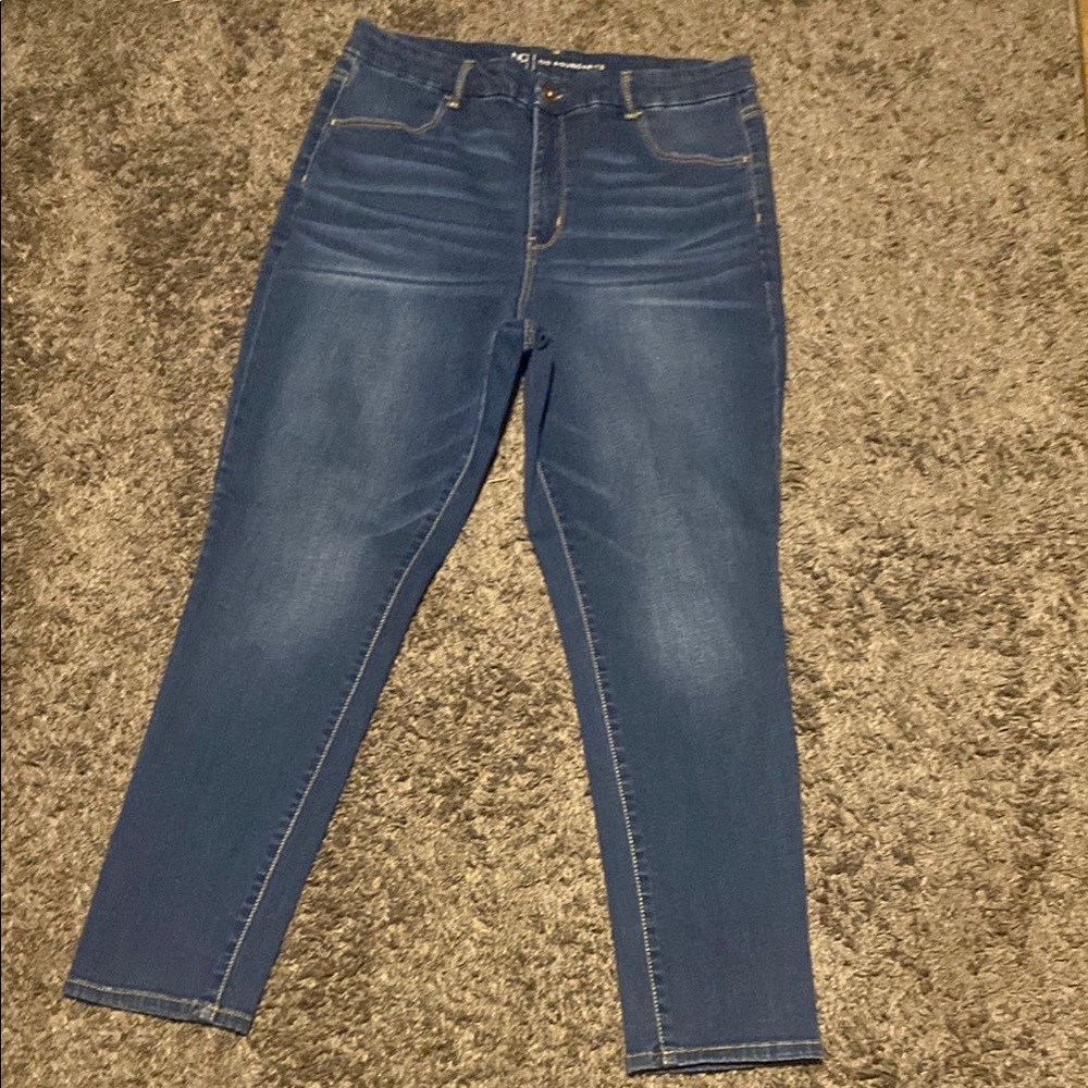 No Boundaries Women's Straight Leg Jeans - Blue